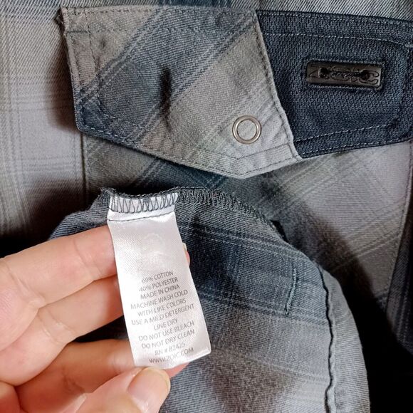 ZOIC Men's XL Plaid Utility Shirt Zip Polo Pocket Active Trail Shirt Gray Black - Picture 7 of 8